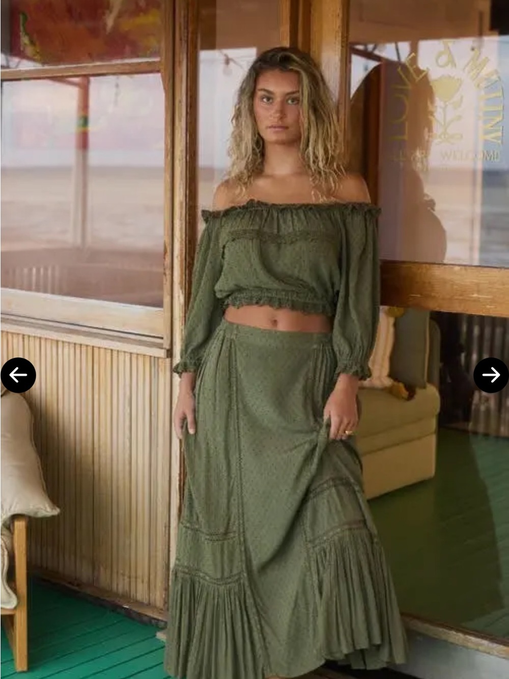 Talisman Olive Green Maxi Bohemian Midas Skirt